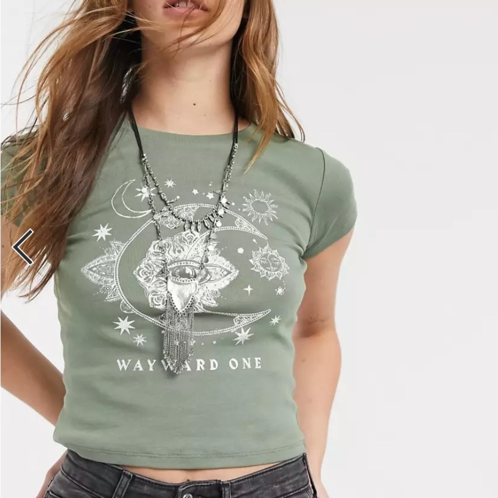 Topshop Cropped Graphic Tee